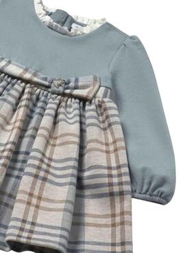 Kleid Mayoral kariertes blaues Kombinationskleid für Babys.