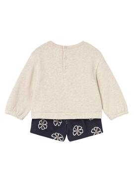 Zweiteiliges Set von Mayoral mit marineblumigem Muster für Babys.