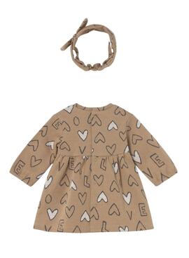 Kleid mit Stirnband Mayoral Herzchen in Kamelfarbe für Babys