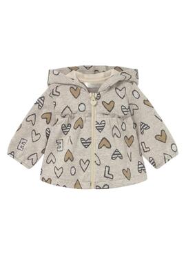 Mayoral Dreiteiliges Set mit Herzchen in Toastfarbe für Babys