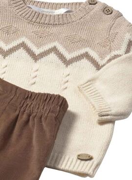 Set aus Pullover und Hose von Mayoral in Toast-Kakao für Babys.