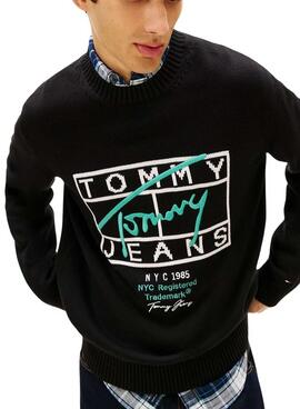 Tommy Jeans Signature schwarzes Jersey für Herren
