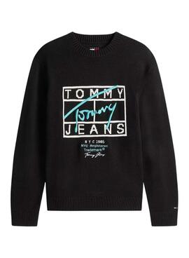 Tommy Jeans Signature schwarzes Jersey für Herren