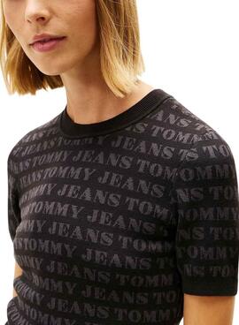 Kleid Tommy Jeans Spellout schwarz für Damen.