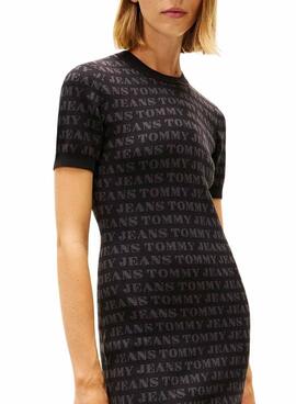 Kleid Tommy Jeans Spellout schwarz für Damen.