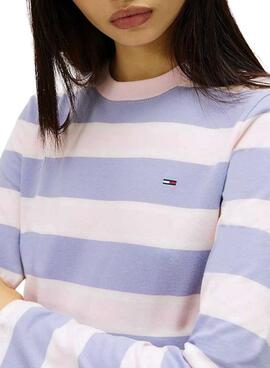 Langarm-T-Shirt Tommy Jeans lila Streifen für Damen