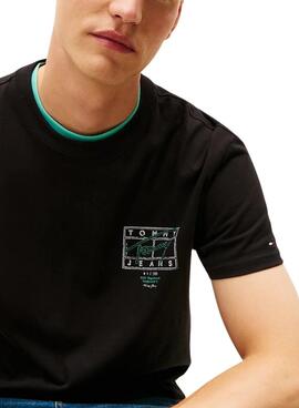 T-shirt Tommy Jeans Sign Spray schwarz für Herren