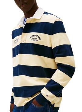 Polo Tommy Jeans Rugby Stripe Gelb und Blau für Herren