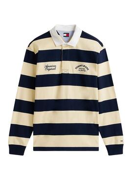 Polo Tommy Jeans Rugby Stripe Gelb und Blau für Herren