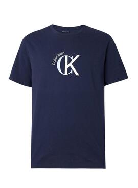 Herren T-Shirt Calvin Klein 2Tone Marineblau.