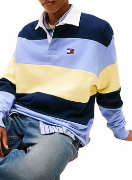 Polo Tommy Jeans Rugby blau und gelb für Herren