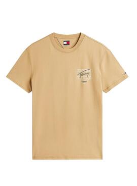 T-shirt Tommy Jeans Sign Spray beige für Herren.