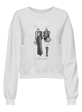 Sweatshirt Only Emily Girls weiß für Damen