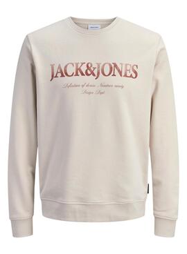 Sweatshirt Jack and Jones Devin in gebrochenem Weiß für Herren