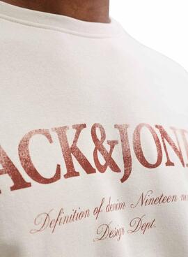 Sweatshirt Jack and Jones Devin in gebrochenem Weiß für Herren