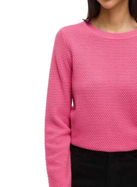 Vila Vidalo-Damenpullover in Fuchsia-Rosa.