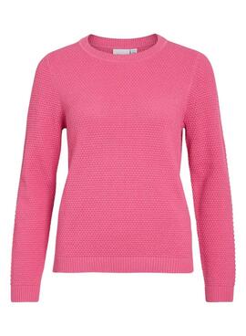 Vila Vidalo-Damenpullover in Fuchsia-Rosa.