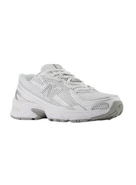 Turnschuhe New Balance GR740 weiß und silber für Damen