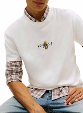 T-shirt Tommy Jeans Sign Block weiß für Herren