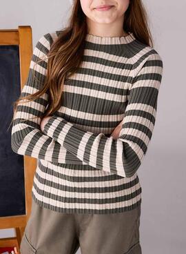 Mayoral Halbmond-Pullover in Beige und Grün für Mädchen