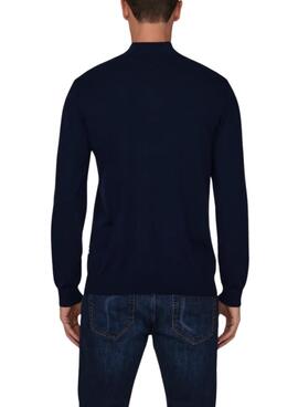 Pullover Only and Sons Wyler Half Zip blau für Herren.