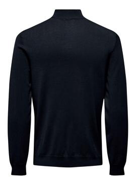 Pullover Only and Sons Wyler Half Zip blau für Herren.