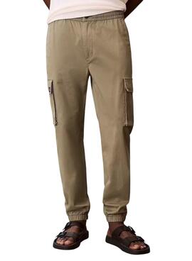 Hose Cargo Calvin Klein Jeans Elastisches Twill Vintage Grün für Herren
