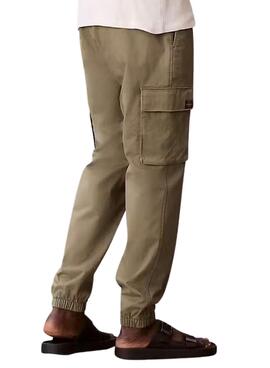 Hose Cargo Calvin Klein Jeans Elastisches Twill Vintage Grün für Herren
