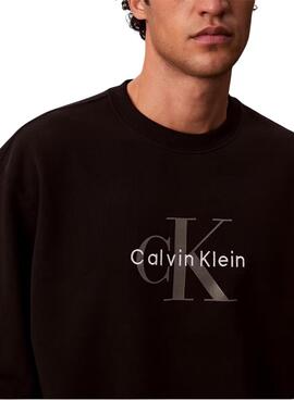 Sweatshirt Calvin Klein Jeans Monologo schwarz für Herren.