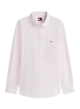 Bluse Tommy Jeans Popeline rosa-weiß gestreift für Damen
