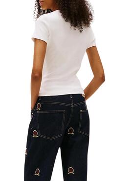 T-Shirt Tommy Jeans Slim Badge weiß für Damen