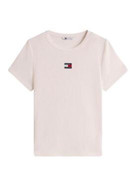 T-Shirt Tommy Jeans Slim Badge weiß für Damen