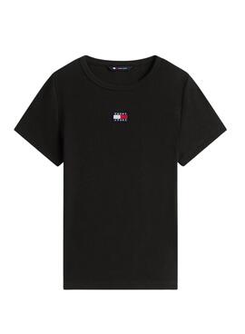 Tommy Jeans Slim Badge T-Shirt Schwarz für Damen.