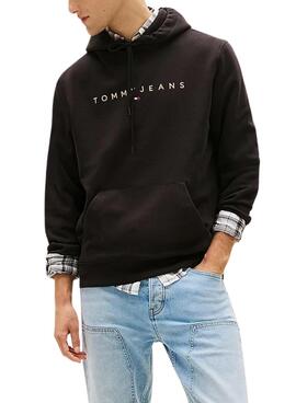 Tommy Jeans Linear Logo Hoodie in Schwarz für Herren