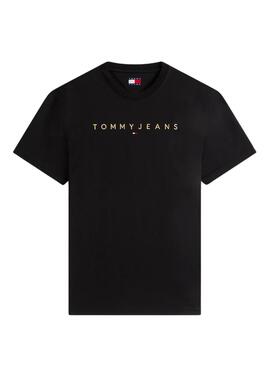 T-shirt Tommy Jeans Linear Logo Schwarz für Herren