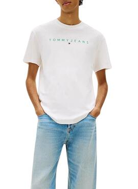T-Shirt Tommy Jeans Linear Logo weiß für Herren