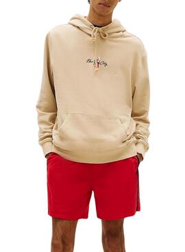 Tommy Jeans Backprint beige Pullover für Herren.