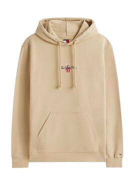 Tommy Jeans Backprint beige Pullover für Herren.