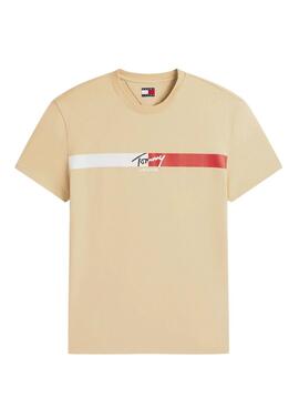 Tommy Jeans Signature Stripe beige Frauen T-Shirt.