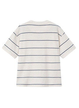 T-shirt Mayoral gestreift weiß und blau für Jungen