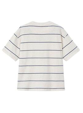 T-shirt Mayoral gestreift weiß und blau für Jungen
