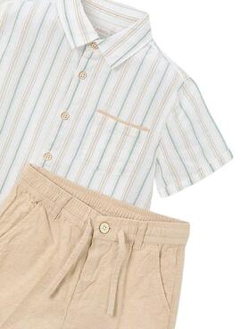 Kurze Leinenanzug-Bermudas in Mocca.