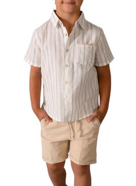 Kurze Leinenanzug-Bermudas in Mocca.