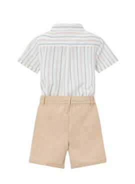 Kurze Leinenanzug-Bermudas in Mocca.