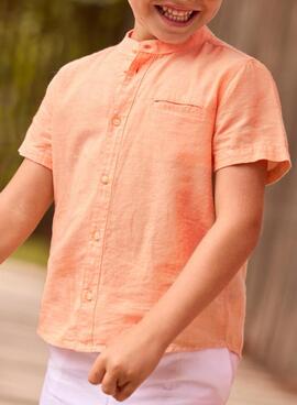 Hemd Mayoral Mao Leinen orange für Jungen