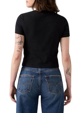 Levis geripptes schwarzes T-Shirt für Damen