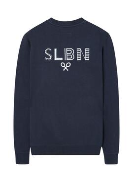 Pullover Silbon mit ethnischem blauem Logo für Herren