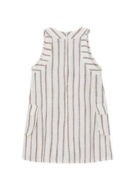 Mayoral Leinenkleid in Weiß mit Streifen für Mädchen.