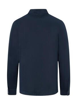 Überhemd Silbon mit dunkelblauen Patches für Herren