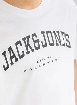 T-Shirt Jack and Jones Caleb Varsity weiß Kinder.